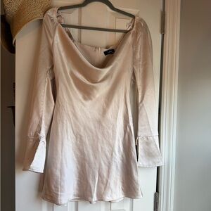 Lulu's Cream Satin Dress